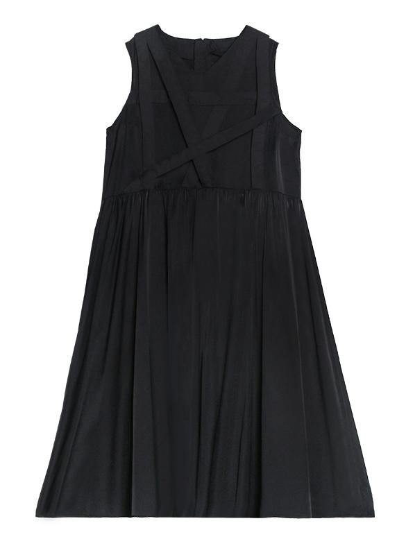 Handmade V Neck Sleeveless Summer Clothes for Sewing Black Dress