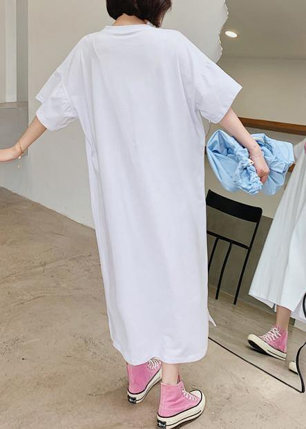 Handmade White Cartoon Anime Print Dress O Neck Robe Dresses