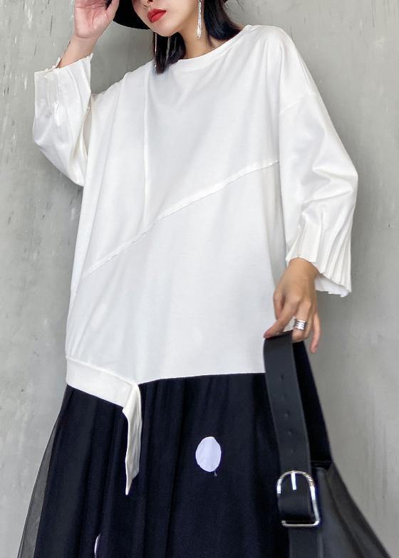 Handmade White Clothes for O Neck Patchwork Art Blouses