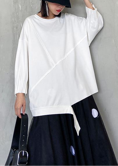 Handmade White Clothes for O Neck Patchwork Art Blouses