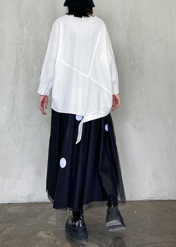 Handmade White Clothes for O Neck Patchwork Art Blouses