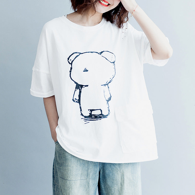 Handmade White Cotton Clothes for Ideas Batwing Sleeve O Neck Midi Tops