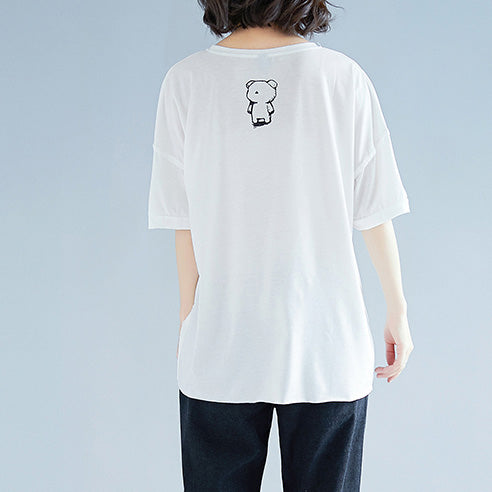 Handmade White Cotton Clothes for Ideas Batwing Sleeve O Neck Midi Tops