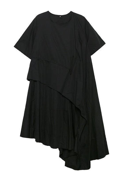 Handmade White Cotton O Neck Drawstring Robe Summer Dress