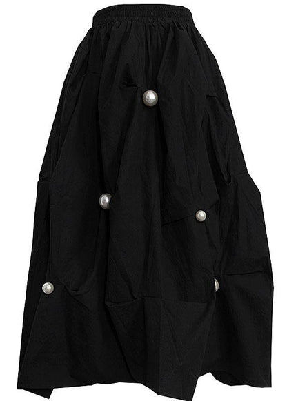 High Waist Style Black Nail Bead Summer a Line Skirts