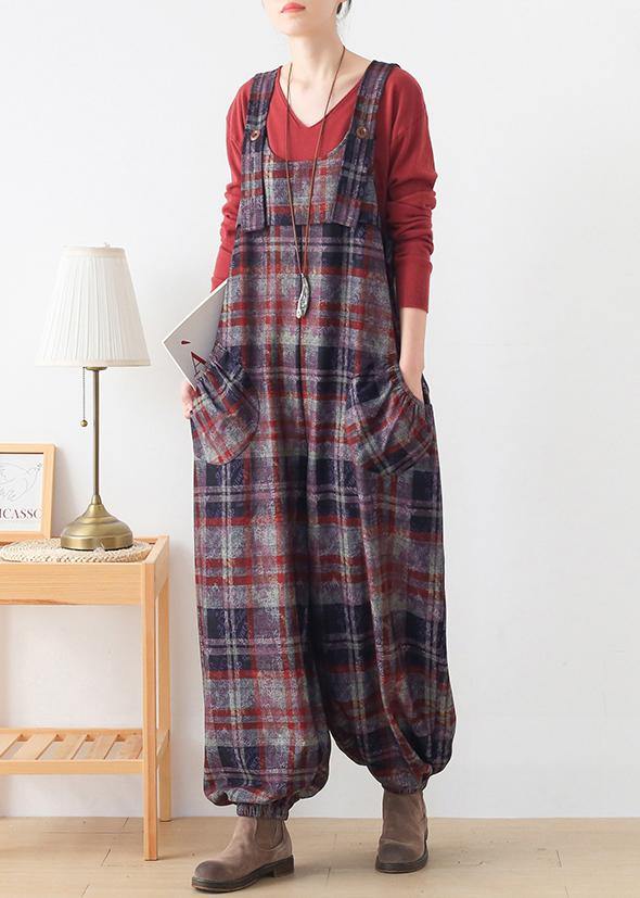 High End Original Jumpsuit Red Check Strap Jumpsuit