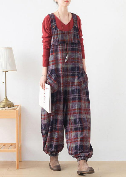 High End Original Jumpsuit Red Check Strap Jumpsuit