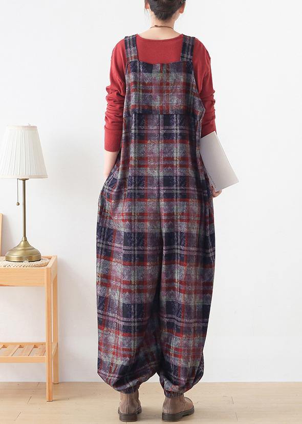 High End Original Jumpsuit Red Check Strap Jumpsuit