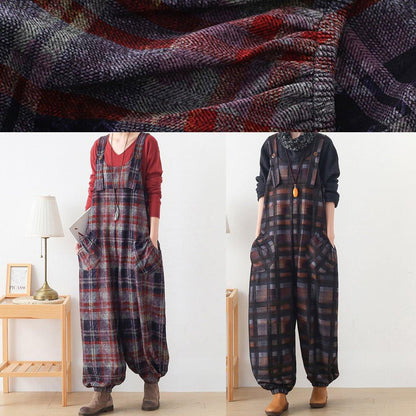 High End Original Jumpsuit Red Check Strap Jumpsuit