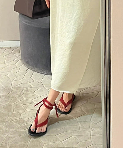 Holiday Style White Faux Leather Splicing Thong Sandals