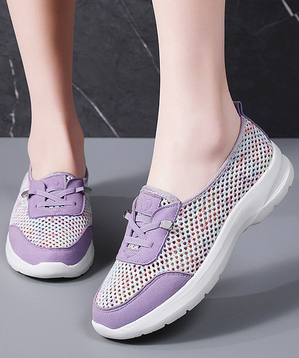 Hollow Out Purple Flat Shoes for Cross Strap Flat Shoes