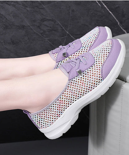 Hollow Out Purple Flat Shoes for Cross Strap Flat Shoes