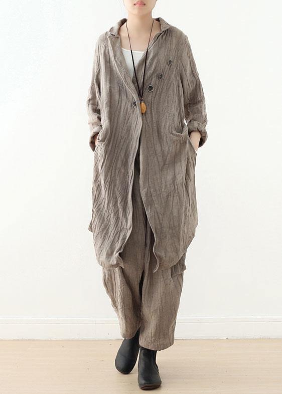 Hot Black Pockets Linen Long Sleeve Spring Trench