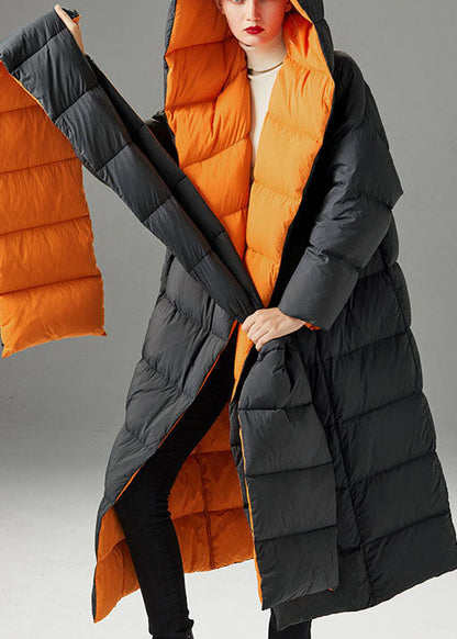 Hot Dark Gray Hooded Loose Winter Duck Down Coats
