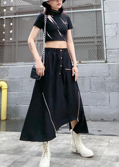 Irregular Skirt Female Summer A-line Skirt in the Long Section of Large Size Elastic Waist Wild Skirt