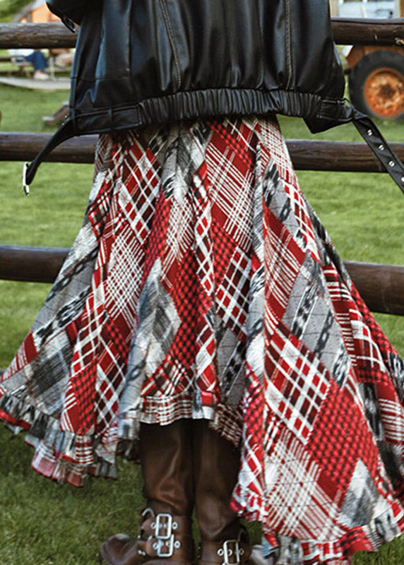 Italian Asymmetrical Print a Line Skirts Summer