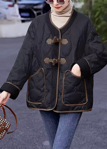 Italian Beige O-neck Plaid Patchwork Pockets Button Parka Winter