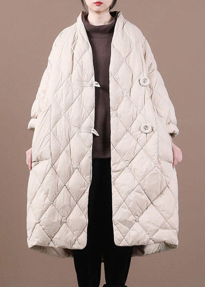 Italian Beige Warm Fine Cotton Filled Coats Winter