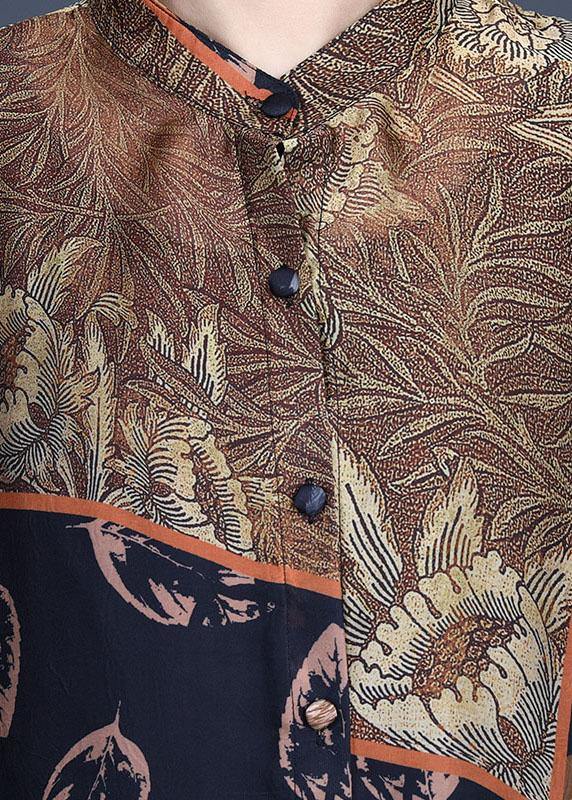 Italian Black Print Button Long Shirts Wide Leg Two-piece Set