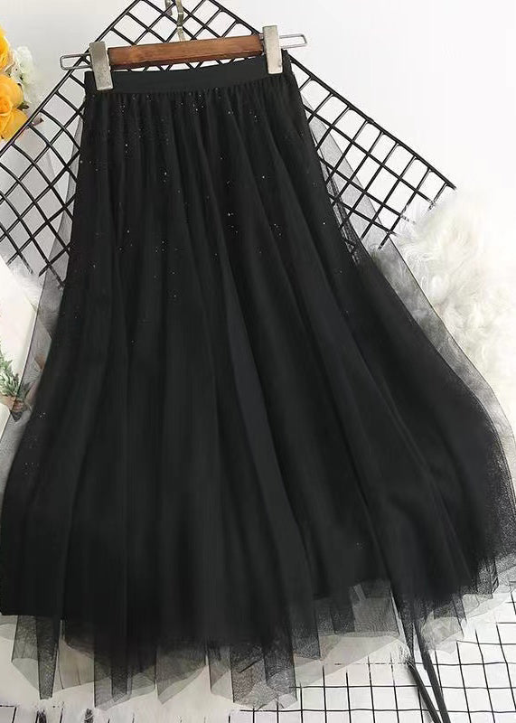 Italian Black Sequins Wear on Both Sides Asymmetrical Tulle Skirts Spring