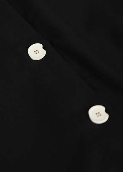 Italian Black White Floral Peter Pan Collar Button Cape Shirts Long Sleeve
