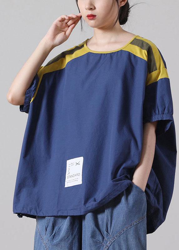 Italian Blue Cotton Tee Short Sleeve Summer