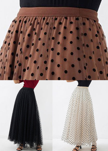 Italian Brown Print High Waist Tulle a Line Skirts