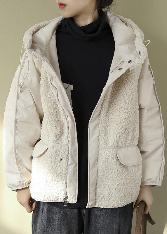 Italian Chocolate Hooded Patchwork Faux Fur Winter Outwear