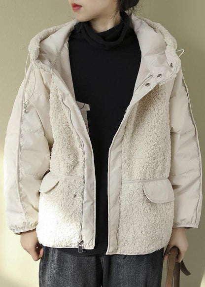 Italian Chocolate Hooded Patchwork Faux Fur Winter Outwear