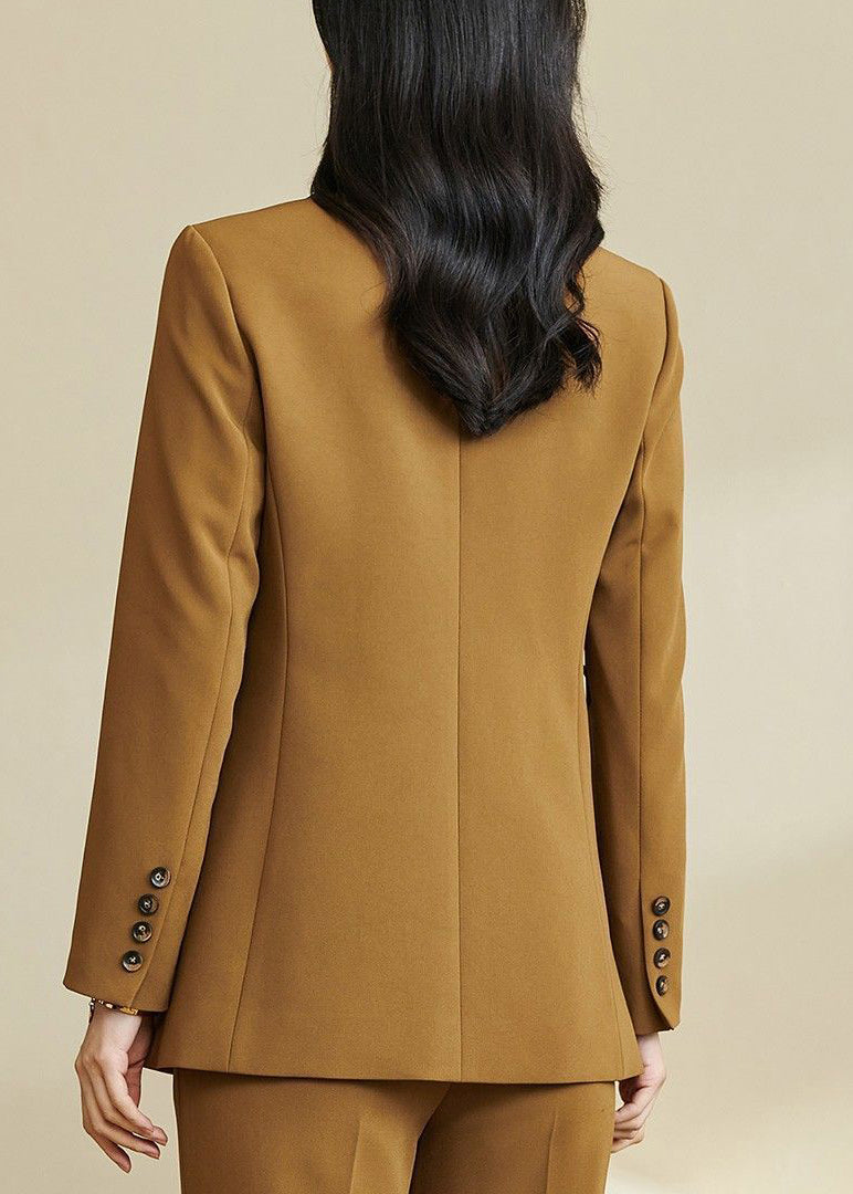 Italian Ginger Notched Patchwork Side Open Coats Fall
