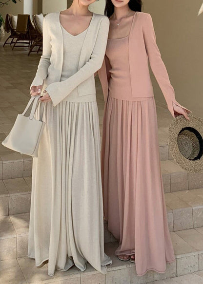 Italian Green Woolen Knit Three Piece Set Clothing Spring