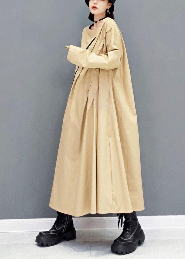 Italian Khaki Fall Long Sleeve Maxi Dresses
