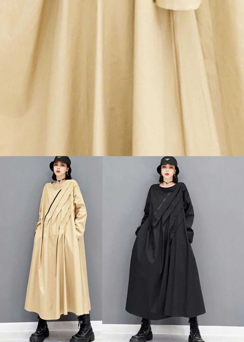 Italian Khaki Fall Long Sleeve Maxi Dresses