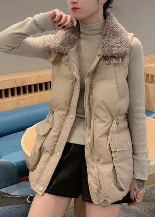 Italian Khaki Thick Warm Winter Sleeveless Puffer Vest