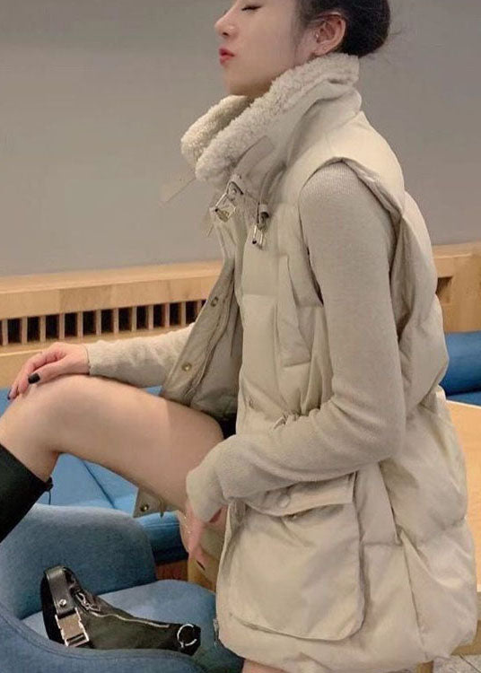 Italian Khaki Thick Warm Winter Sleeveless Puffer Vest
