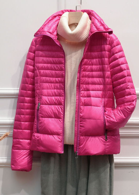 Italian Navy Stand Collar Zip Up Pockets Patchwork Duck Down Jacket in Winter