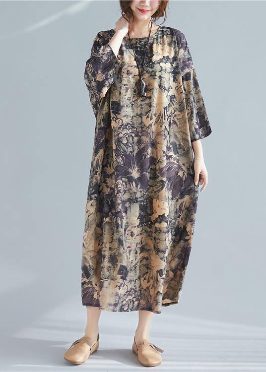 Italian O Neck Pockets Spring Tunics Shape Print Dresses