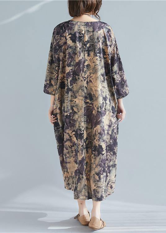 Italian O Neck Pockets Spring Tunics Shape Print Dresses