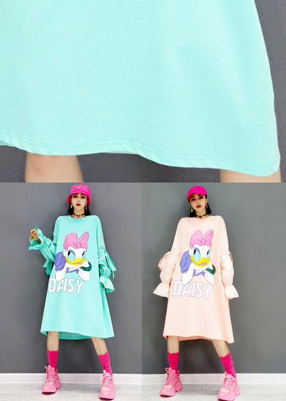 Italian Pink Loose Fall Long Sleeve Long Dresses