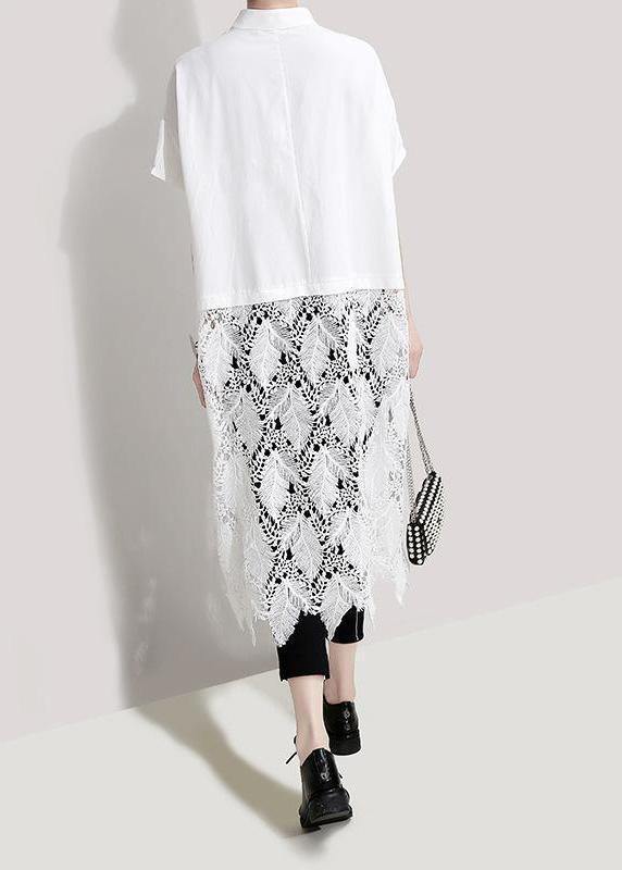 Italian Patchwork Lace White Short Sleeve Blouse