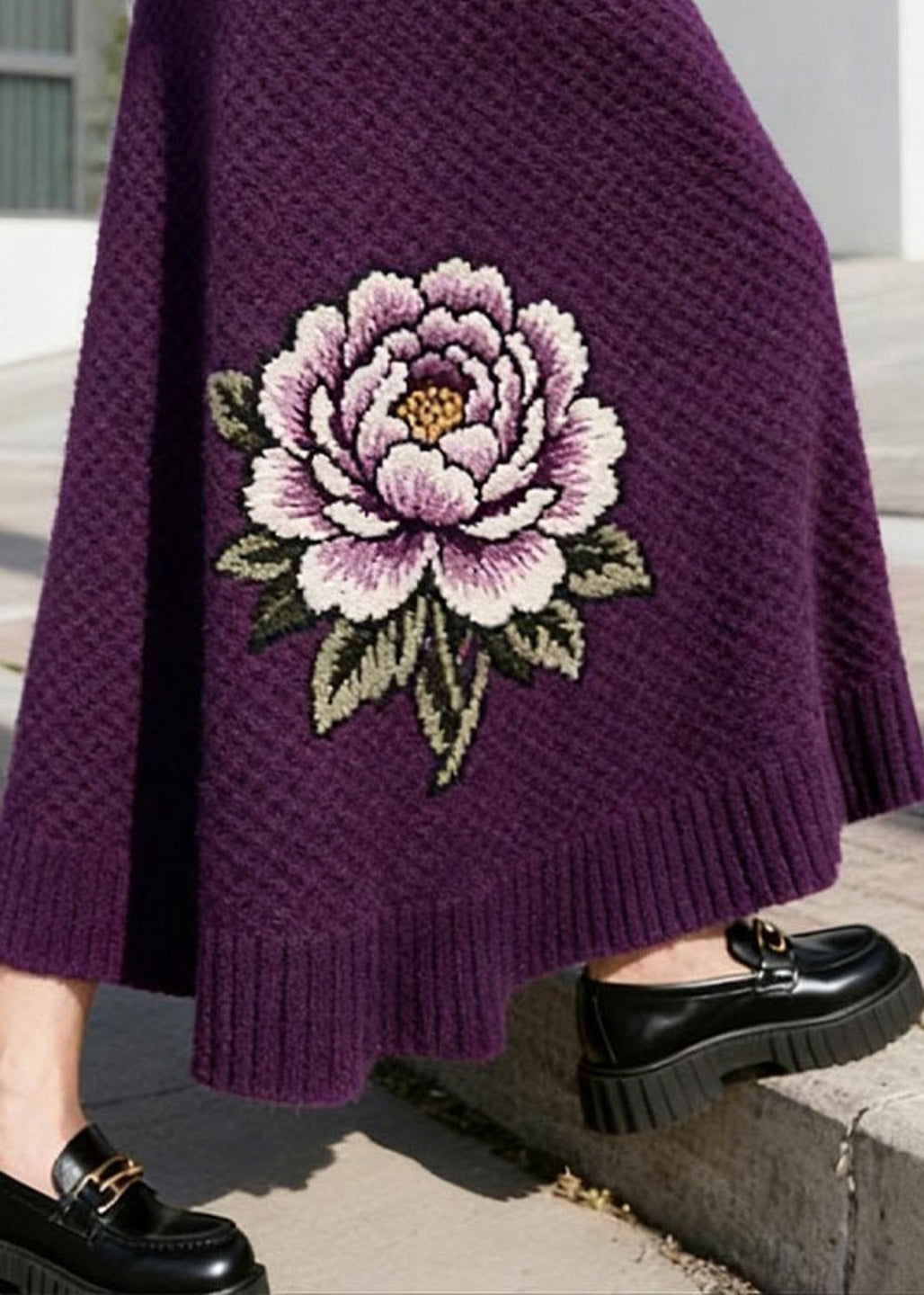 Italian Purple High Waist Knit Skirt Winter