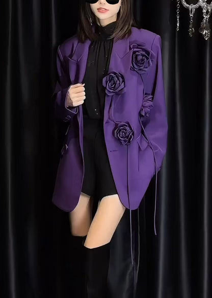 Italian Purple Pockets Decorated Suit Coat Spring