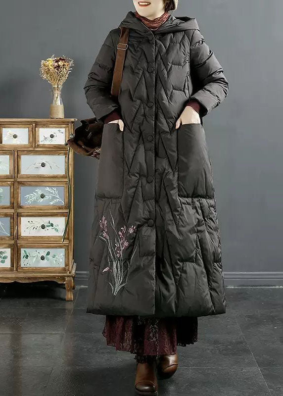 Italian Red Hooded Embroideried Duck Down Down Coats Winter