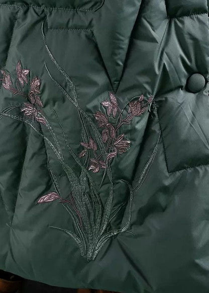 Italian Red Hooded Embroideried Duck Down Down Coats Winter