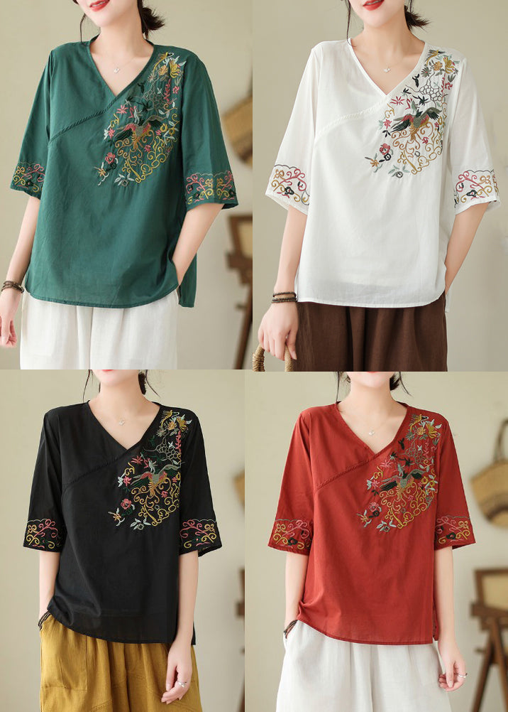 Italian Red Side Open Cotton Top Half Sleeve