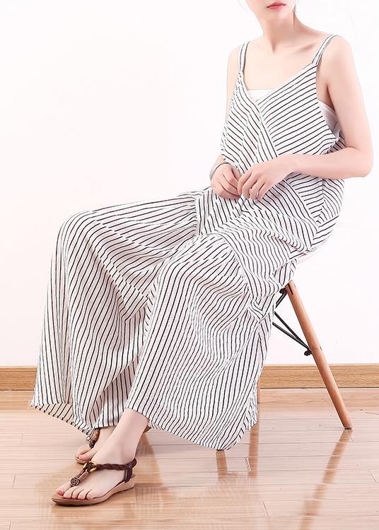 Italian Spaghetti Strap Asymmetric Chiffon Clothes for White Striped Dress Summer