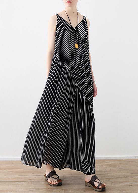 Italian Spaghetti Strap Asymmetric Chiffon Clothes for White Striped Dress Summer