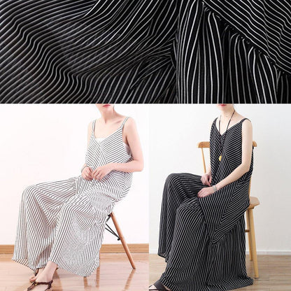 Italian Spaghetti Strap Asymmetric Chiffon Clothes for White Striped Dress Summer