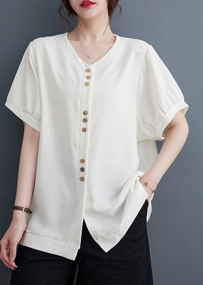 Italian White V Neck T Shirt Short Sleeve