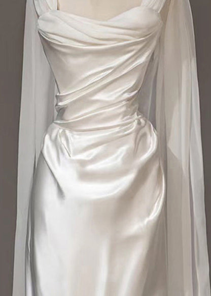 Italian White Wrinkled Silk Party Dress Summer
